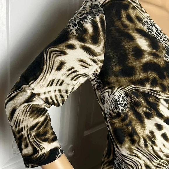 Faux wrap leopard print blouse,ruching ,Surplice ,Y2K, animal print,Canada made - Picture 3 of 14